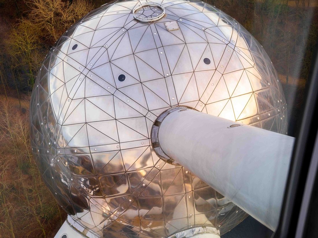 The top sphere of the Atomium seen from outside